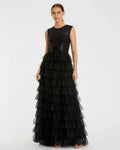 Special Occasion Sophisticated Elegant Black Tulle A-Line High Neck Sleeveless Floor-Length Prom Dress