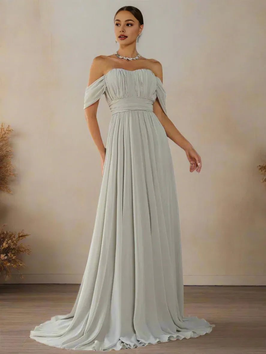 Graceful Stylish Refined Beautiful Timeless Chic Elegant Gray Chiffon A-Line Prom Dress