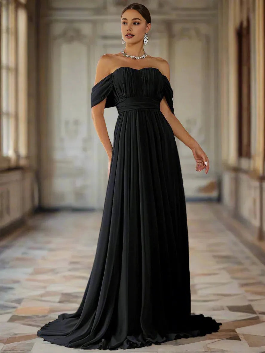 Graceful Stylish Refined Beautiful Timeless Chic Elegant Gray Chiffon A-Line Prom Dress