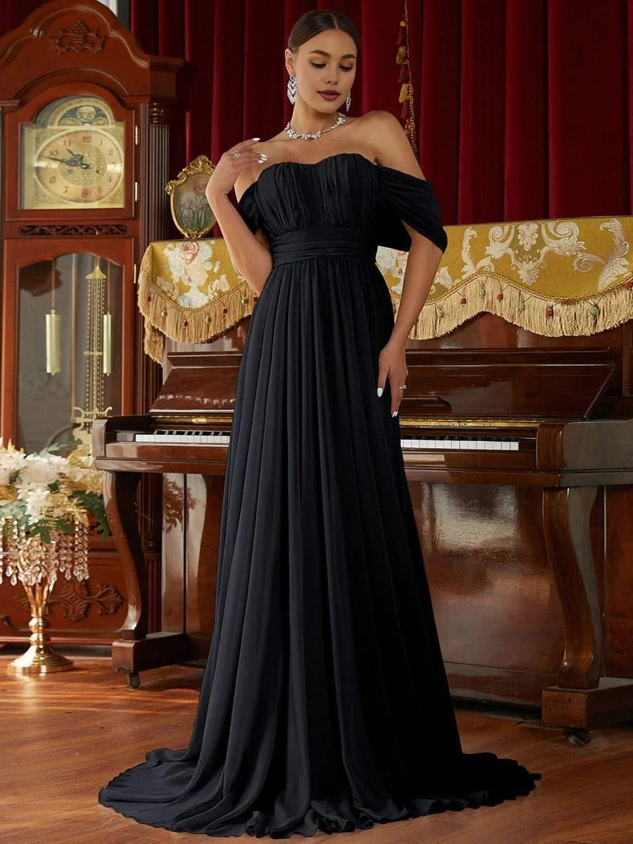 Graceful Stylish Refined Beautiful Timeless Chic Elegant Gray Chiffon A-Line Prom Dress