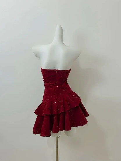 Timeless Special Occasion Sophisticated Elegant Red A-Line Strapless Sleeveless Mini Party Dress