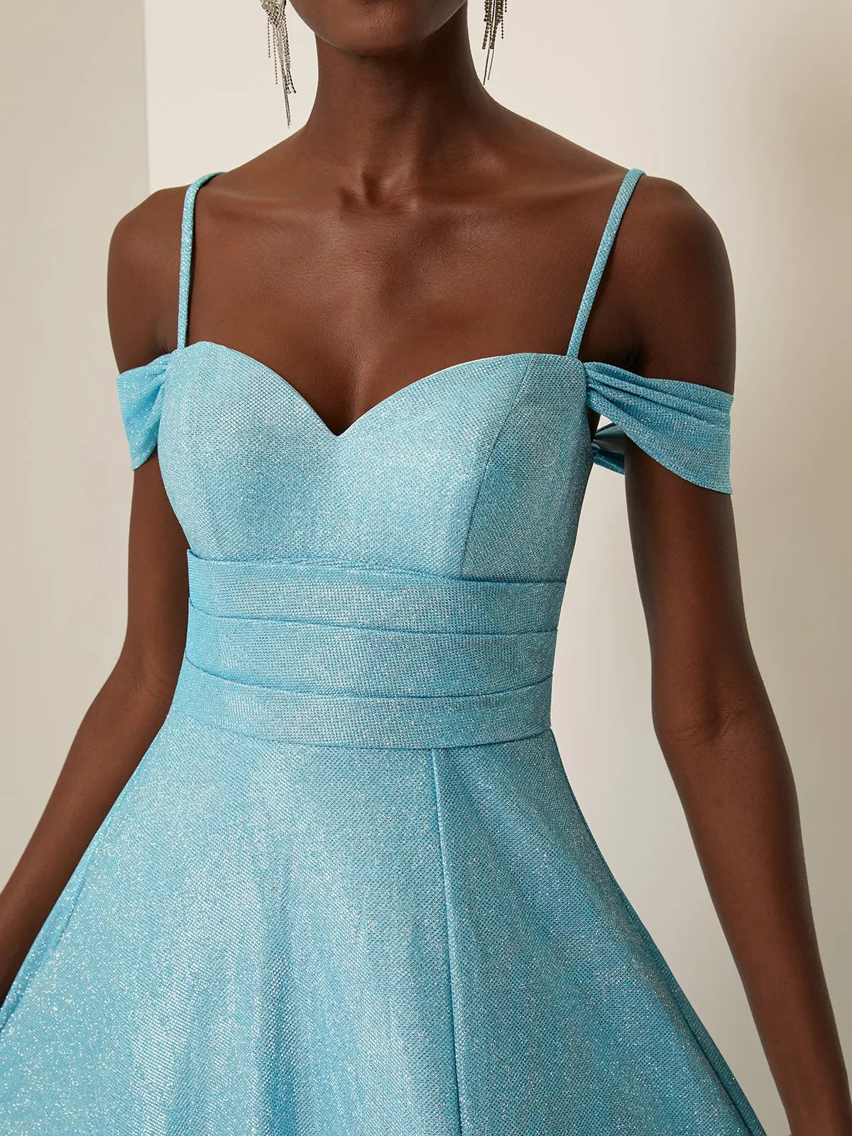 Special Occasion Sophisticated Graceful Elegant Light Blue Lace A-Line Sleeveless Floor-Length Evening Dress