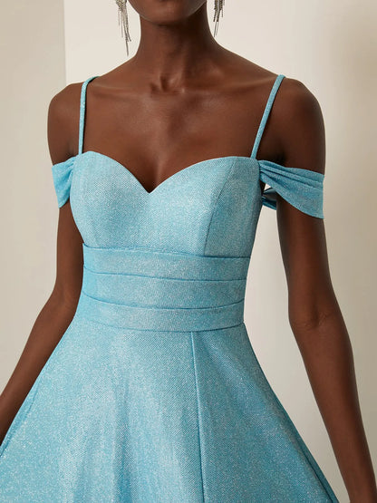 Special Occasion Sophisticated Graceful Elegant Light Blue Lace A-Line Sleeveless Floor-Length Evening Dress