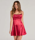Sophisticated Graceful Stylish Refined Elegant Red Satin A-Line Sleeveless Mini Homecoming Dress