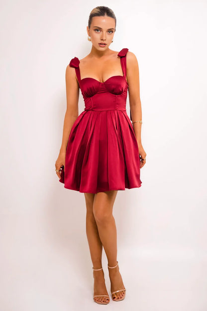 Graceful Stylish Refined Elegant Lace A-Line Square Neck Sleeveless Mini Prom Dress