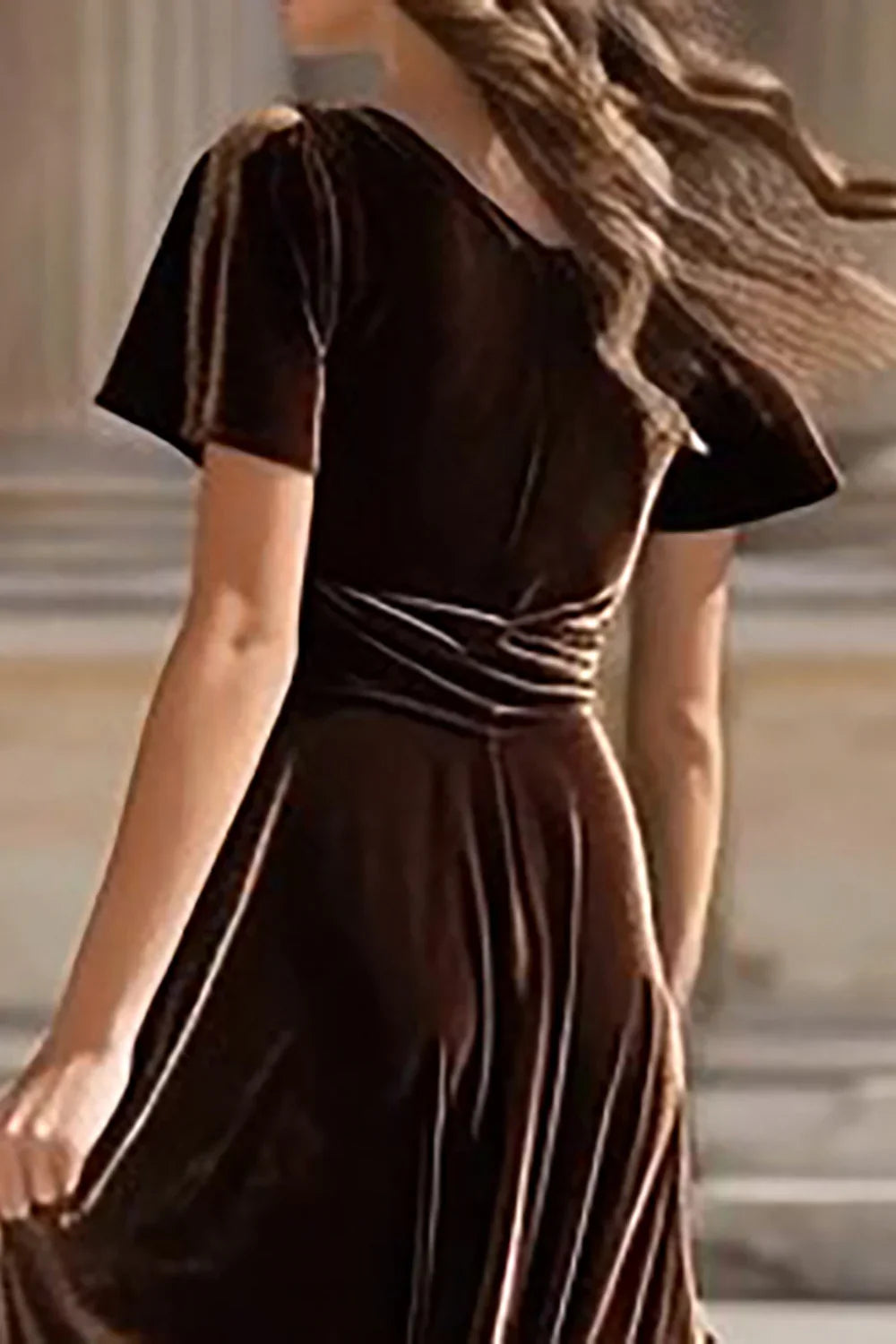 Special Occasion Sophisticated Graceful Elegant Velvet A-Line Short Sleeve Short Prom Dress