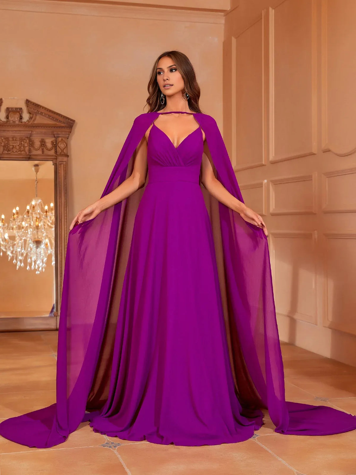 Refined Beautiful Timeless Chic Elegant Red Chiffon A-Line Sleeveless Floor-Length Prom Dress