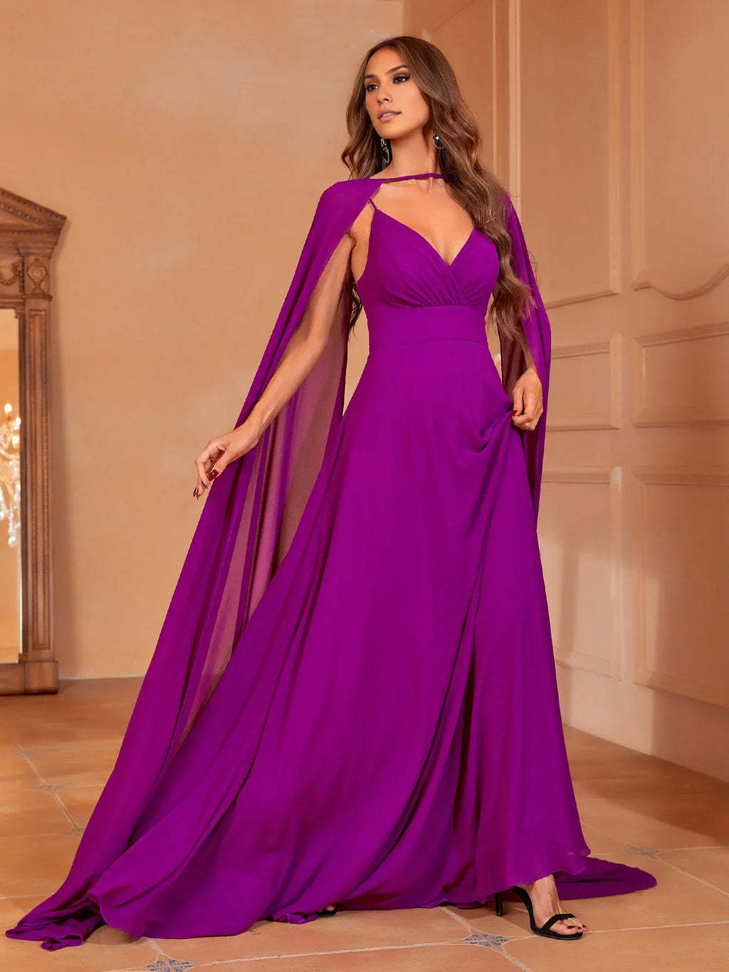 Refined Beautiful Timeless Chic Elegant Red Chiffon A-Line Sleeveless Floor-Length Prom Dress