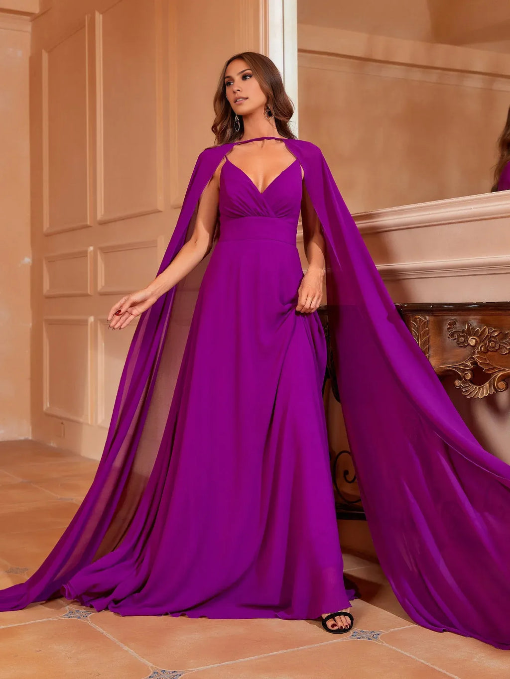 Refined Beautiful Timeless Chic Elegant Red Chiffon A-Line Sleeveless Floor-Length Prom Dress
