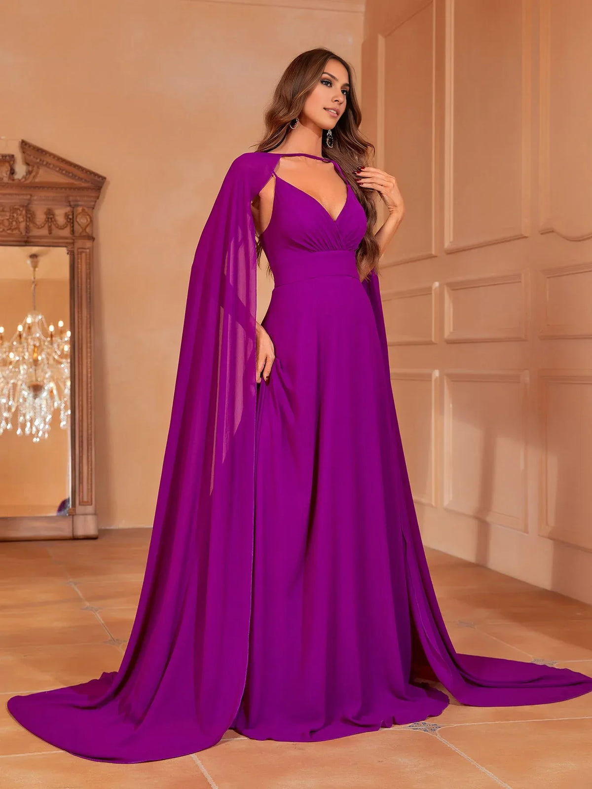 Refined Beautiful Timeless Chic Elegant Red Chiffon A-Line Sleeveless Floor-Length Prom Dress