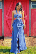 Special Occasion Sophisticated Graceful Stylish Elegant Red Lace Halter Sleeveless Floor-Length Prom Dress