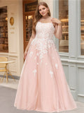 Charming Ball-Gown Square Neck Sleeveless Back Zip Floor-Length Plus Size Prom Dresses with Sequins