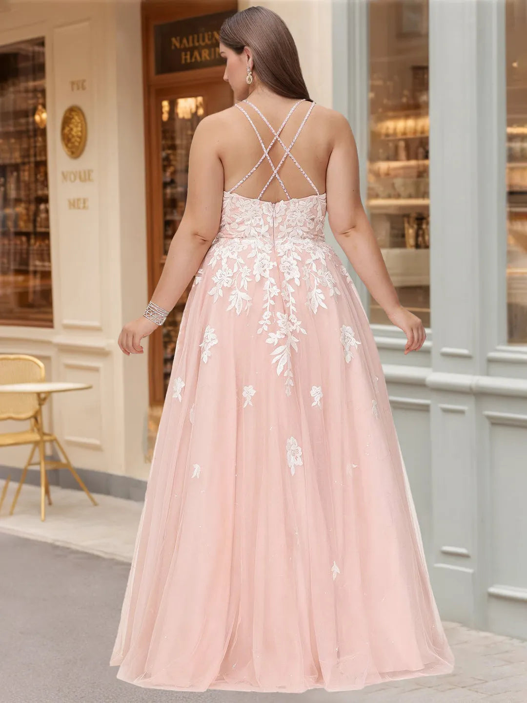 Charming Ball-Gown Square Neck Sleeveless Back Zip Floor-Length Plus Size Prom Dresses with Sequins