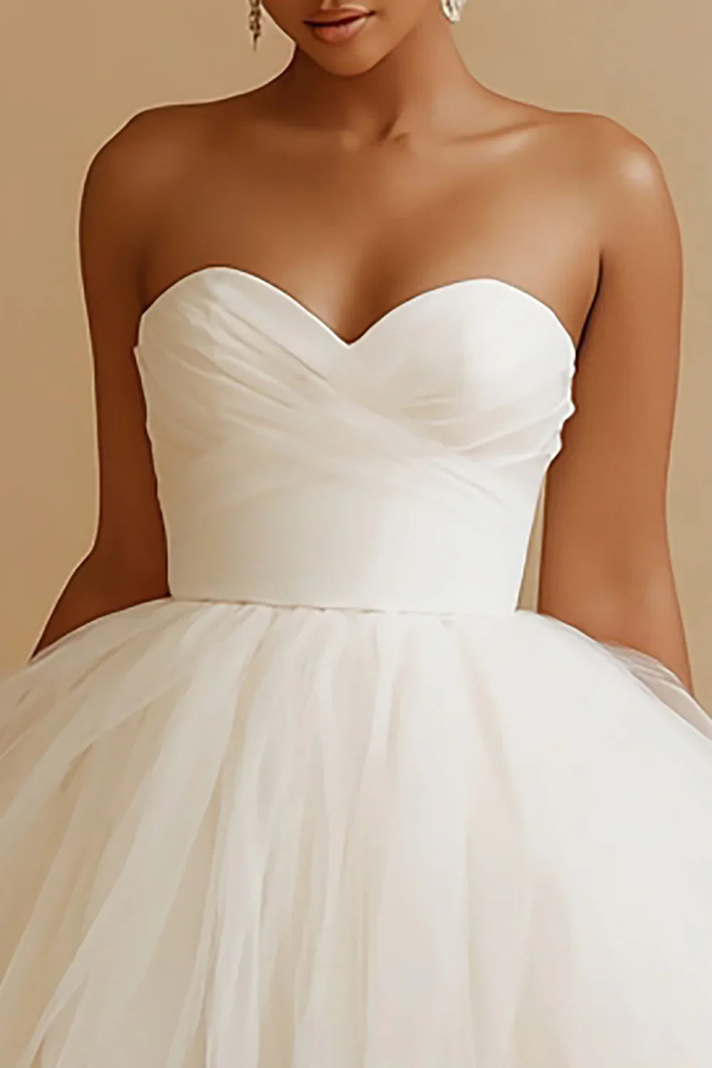 Special Occasion Sophisticated Elegant Tulle Ball Gown Sweetheart Sleeveless Mini Wedding Dress