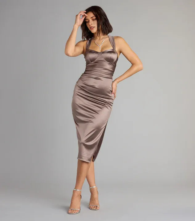 Beautiful Timeless Special Occasion Elegant Lace Bodycon Sweetheart Sleeveless Tea-Length Prom Dress