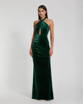 Special Occasion Sophisticated Graceful Elegant Emerald Green Velvet Sleeveless Floor-Length Prom Dress