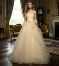 Yellow Charming Light A-Line Strapless Sleeveless Back Zip Ruched Bow Back Floor-Length Prom Dress