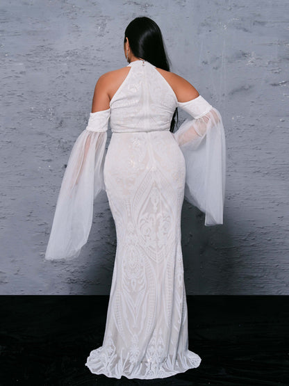 Special Occasion Sophisticated Graceful Stylish Refined Beautiful Elegant White Lace Mermaid Prom Dress