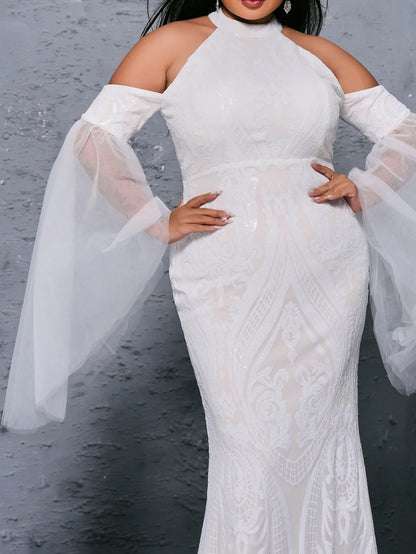 Special Occasion Sophisticated Graceful Stylish Refined Beautiful Elegant White Lace Mermaid Prom Dress