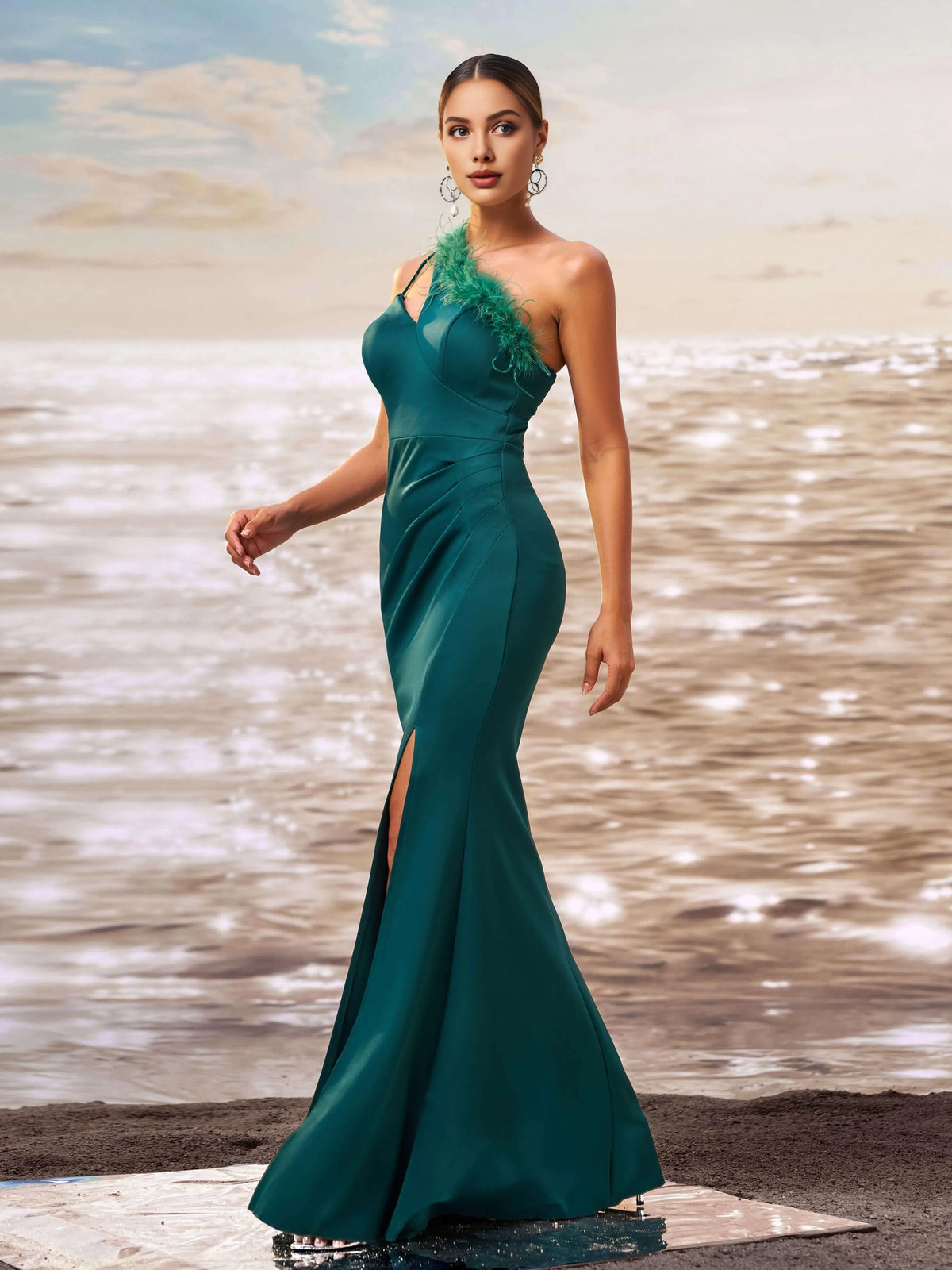Refined Beautiful Timeless Special Occasion Elegant Teal Mermaid Sleeveless Floor-Length Prom Dress