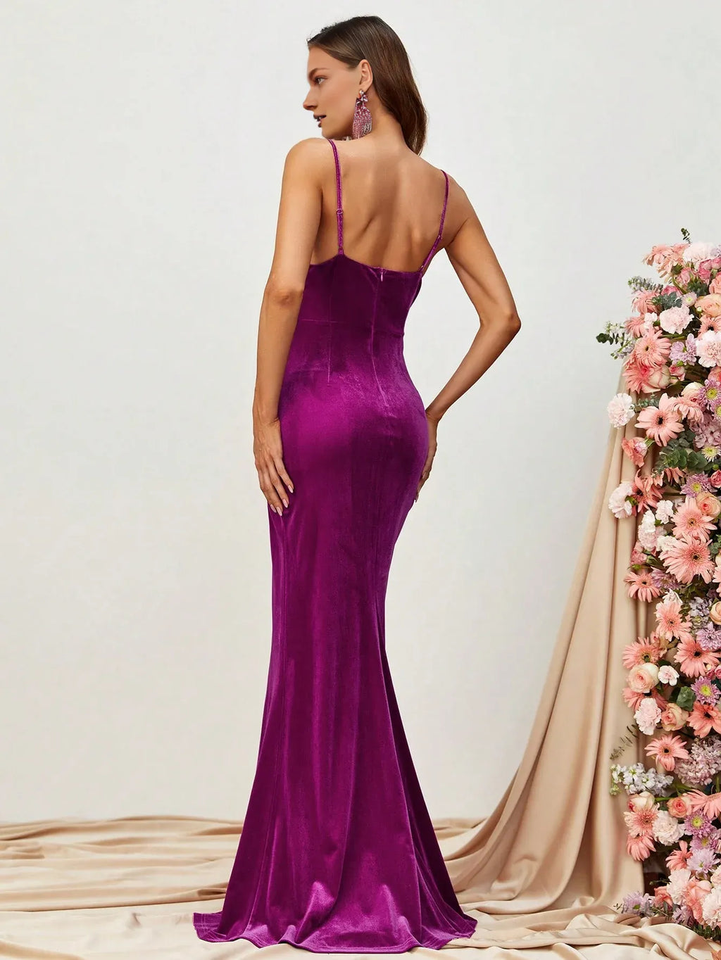 Beautiful Timeless Special Occasion Sophisticated Graceful Elegant Velvet Mermaid Sleeveless Prom Dress