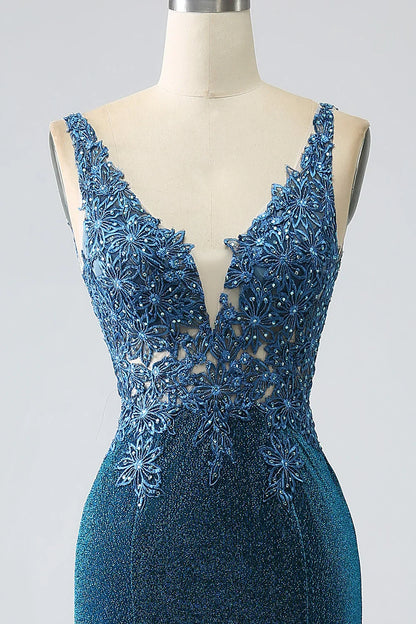Beautiful Timeless Special Occasion Elegant Red Lace Mermaid V-Neck Sleeveless Prom Dress