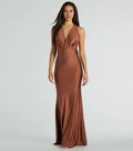 Graceful Stylish Refined Beautiful Elegant Satin Mermaid V-Neck Sleeveless Floor-Length Prom Dress