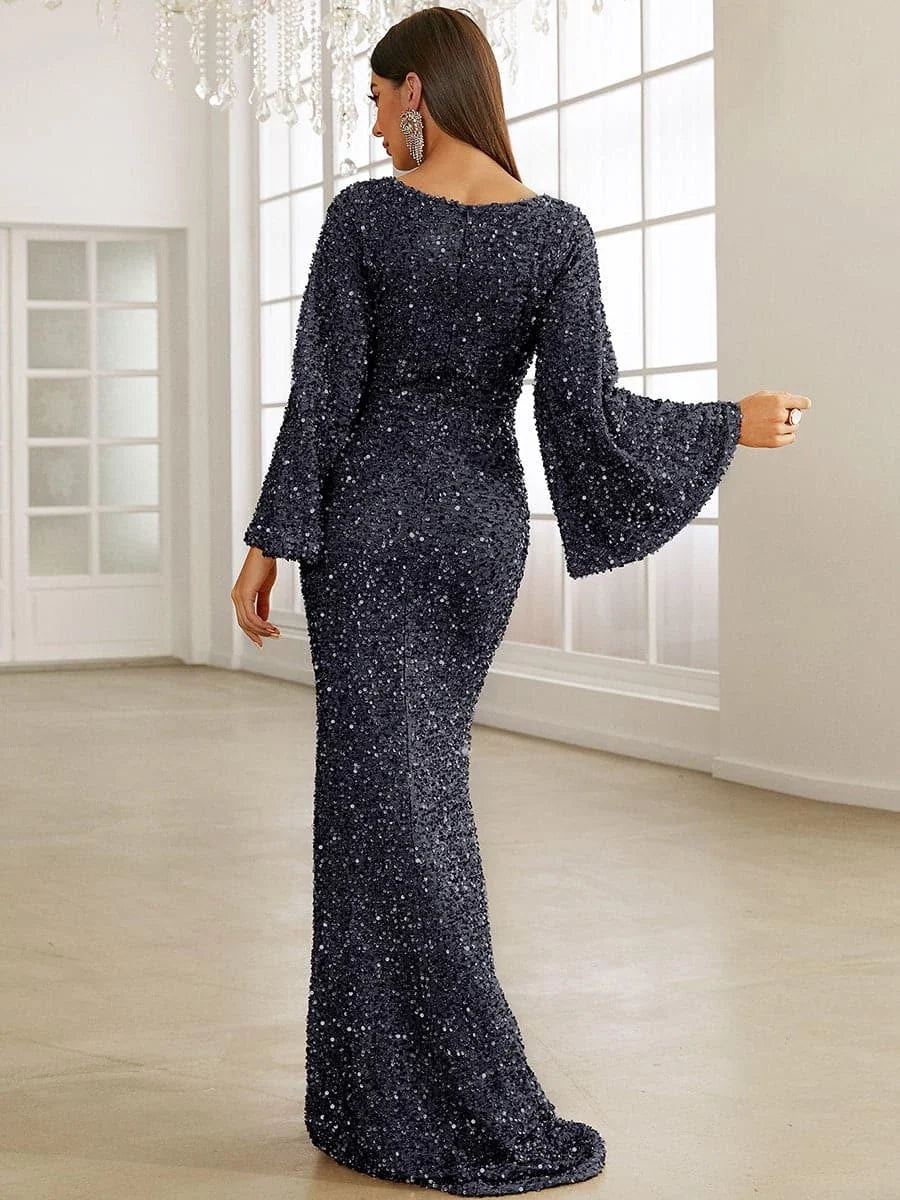 Refined Beautiful Timeless Special Occasion Elegant Rose Gold Sequin Mermaid Prom Dress