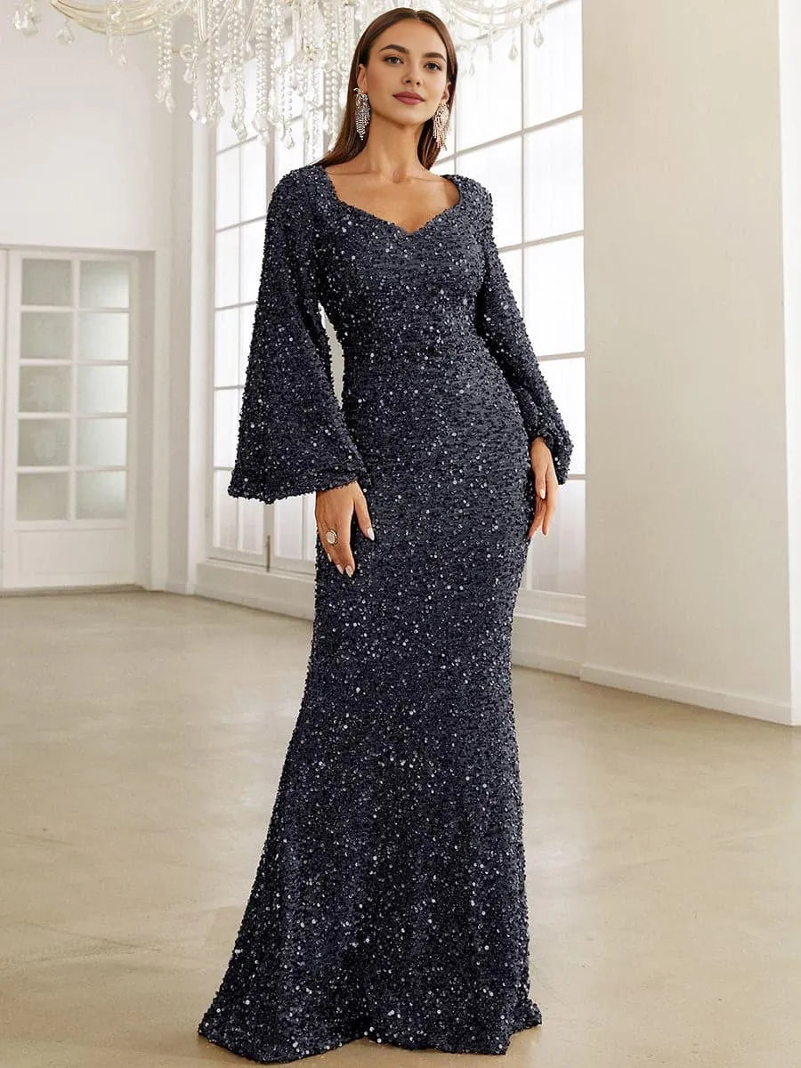 Refined Beautiful Timeless Special Occasion Elegant Rose Gold Sequin Mermaid Prom Dress