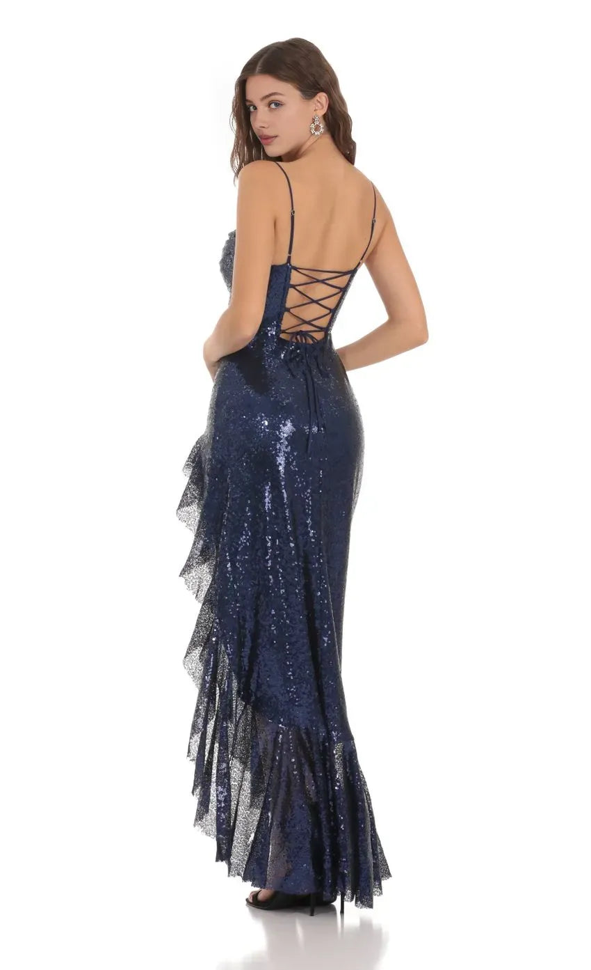 Sophisticated Graceful Stylish Elegant Lace Sheath Square Neck Sleeveless Floor-Length Prom Dress
