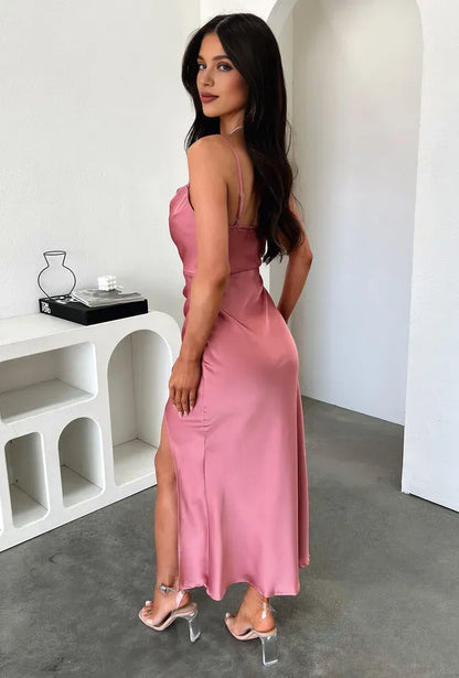 Graceful Stylish Refined Beautiful Timeless Elegant Satin Sheath Cowl Sleeveless Prom Dress