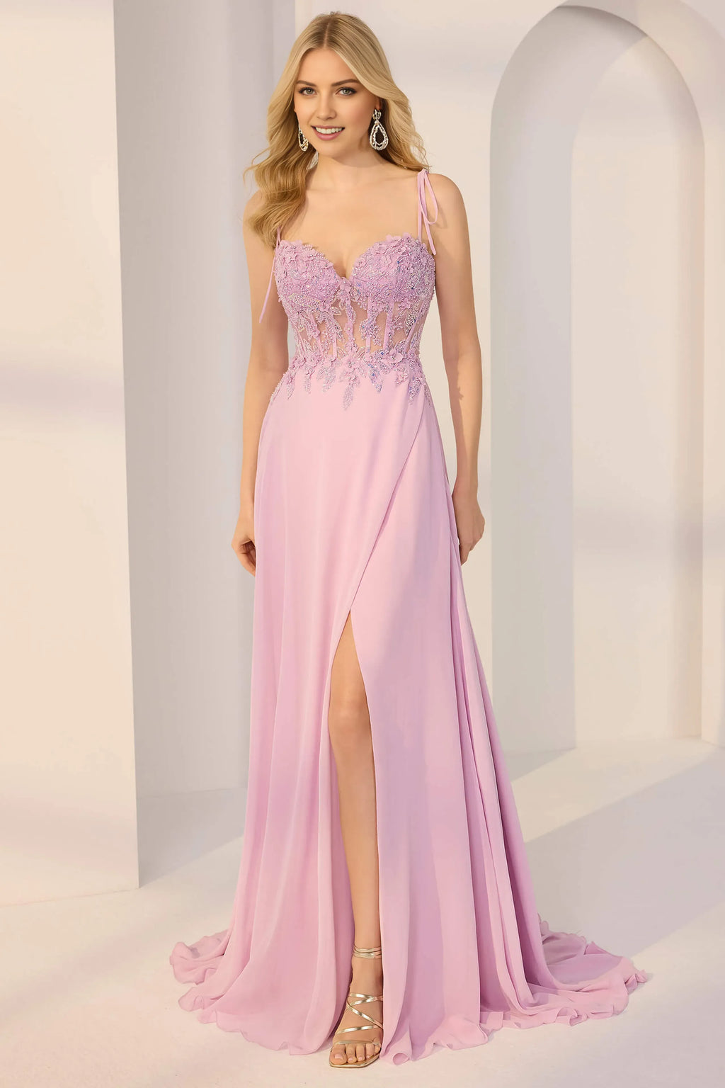 Charming Sheath Sweetheart Neckline Spaghetti Strap Back Zip Floor-Length Prom Dresses with High Slit