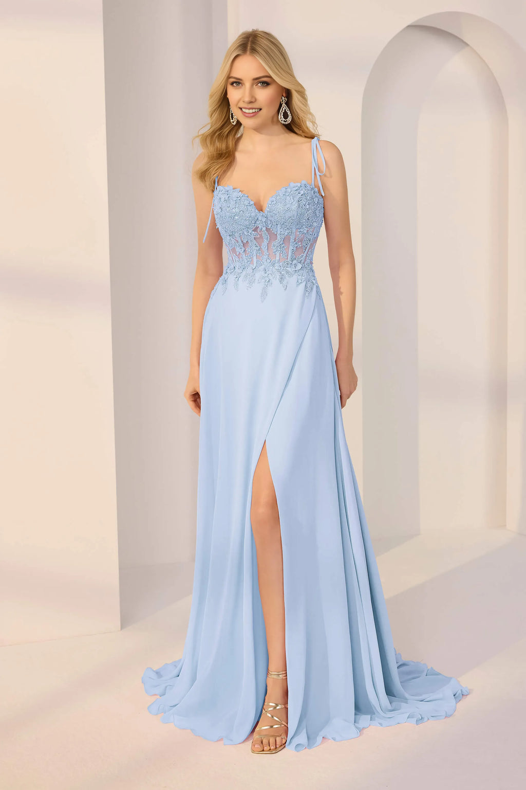 Charming Sheath Sweetheart Neckline Spaghetti Strap Back Zip Floor-Length Prom Dresses with High Slit