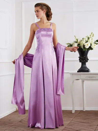 Elegant Red Beaded A-Line Classic-Neck Sleeveless Classic-Back Floor-Length Mother-of-the-Bride Dress