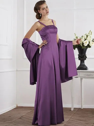 Elegant Red Beaded A-Line Classic-Neck Sleeveless Classic-Back Floor-Length Mother-of-the-Bride Dress