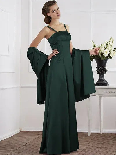 Elegant Red Beaded A-Line Classic-Neck Sleeveless Classic-Back Floor-Length Mother-of-the-Bride Dress