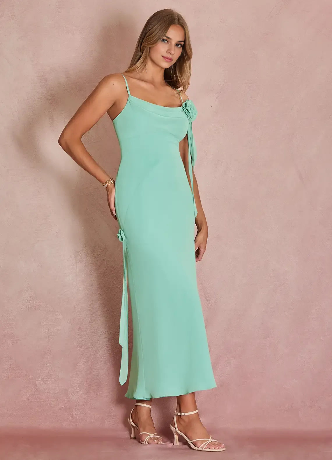 Special Occasion Sophisticated Graceful Stylish Elegant Green Sheath Off-The-Shoulder Sleeveless Evening Dress