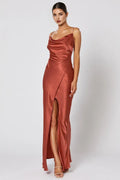 Special Occasion Sophisticated Graceful Stylish Refined Elegant Red Satin Sleeveless Floor-Length Prom Dress