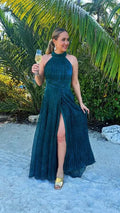 Beautiful Timeless Special Occasion Elegant Emerald Green A-Line Halter Sleeveless Prom Dress