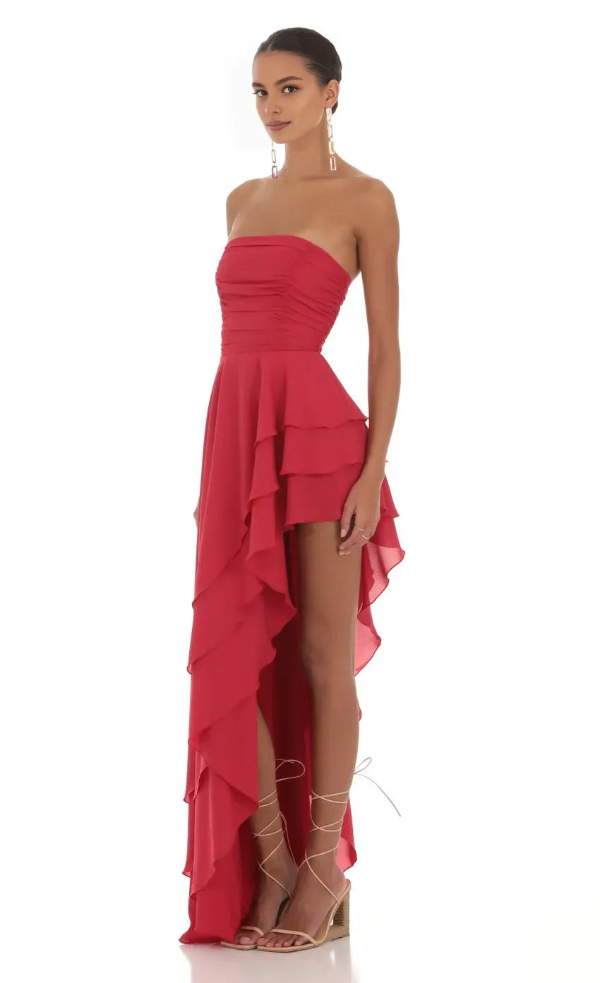 Special Occasion Sophisticated Graceful Stylish Elegant A-Line Strapless Sleeveless Floor-Length Prom Dress