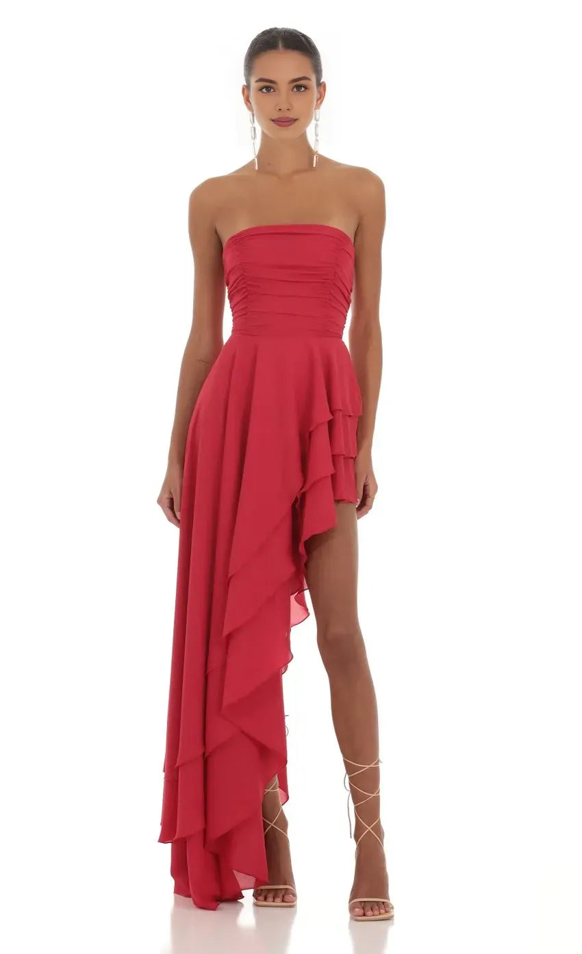 Special Occasion Sophisticated Graceful Stylish Elegant A-Line Strapless Sleeveless Floor-Length Prom Dress