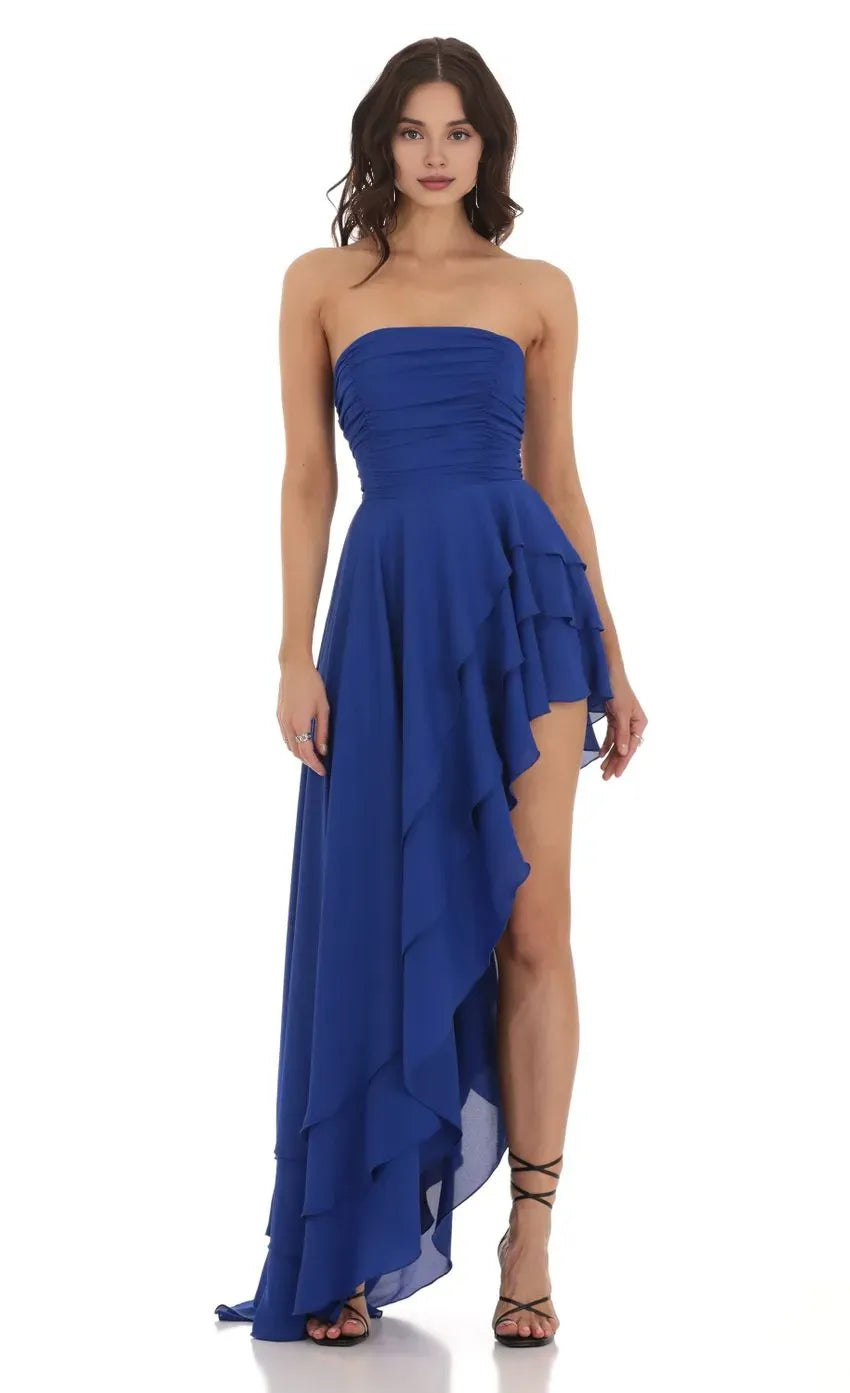 Special Occasion Sophisticated Graceful Stylish Elegant A-Line Strapless Sleeveless Floor-Length Prom Dress