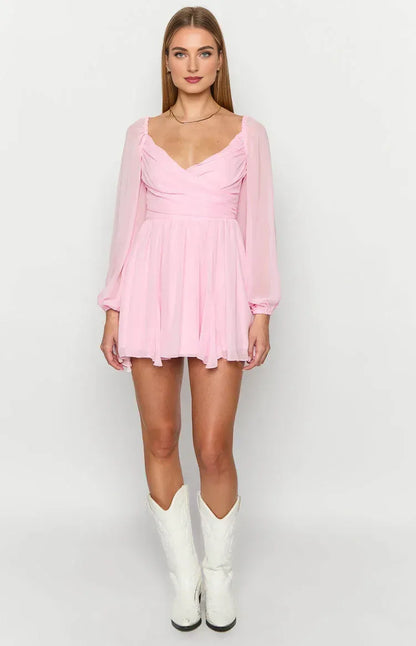 Graceful Stylish Refined Beautiful Timeless Elegant A-Line Long Sleeve Long Homecoming Dress