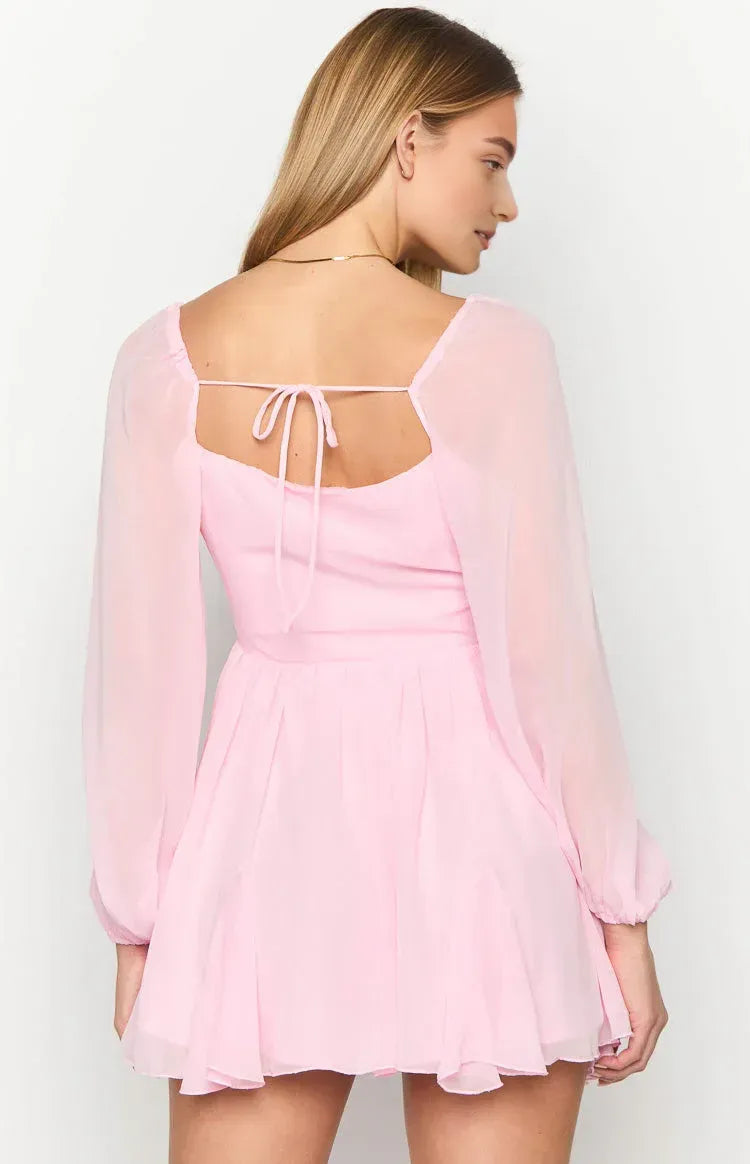 Graceful Stylish Refined Beautiful Timeless Elegant A-Line Long Sleeve Long Homecoming Dress