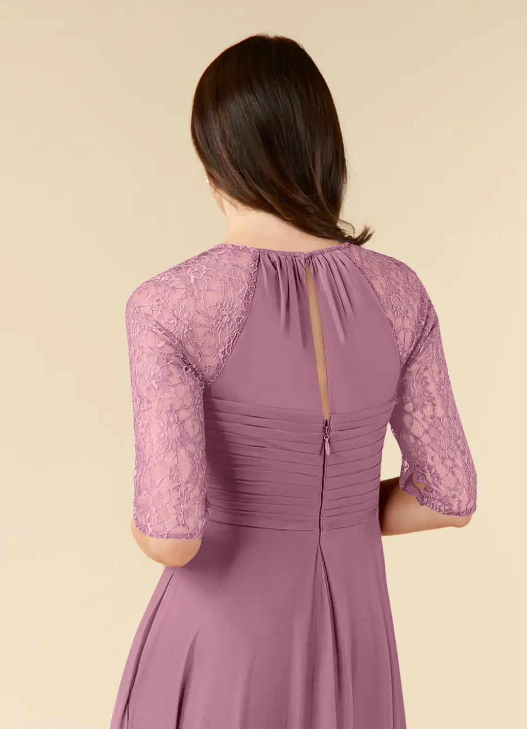 Elegant Dusty Rose Chiffon A-Line Scoop Neck Tea-Length Mother of the Bride Dress