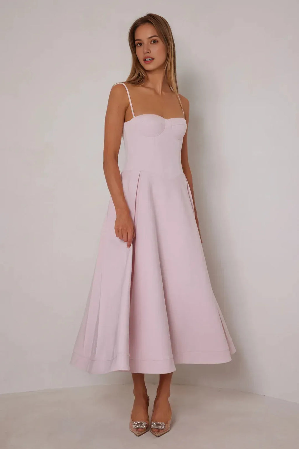 Sweetheart Neck Spaghetti Strap Open Back Back Zip Midi Length Prom Dresses