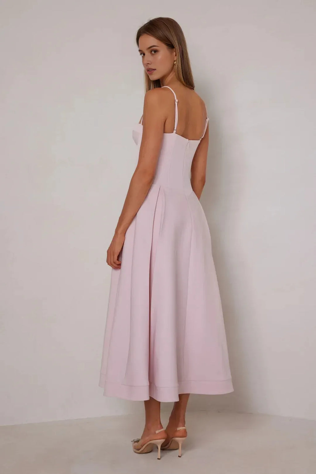 Sweetheart Neck Spaghetti Strap Open Back Back Zip Midi Length Prom Dresses