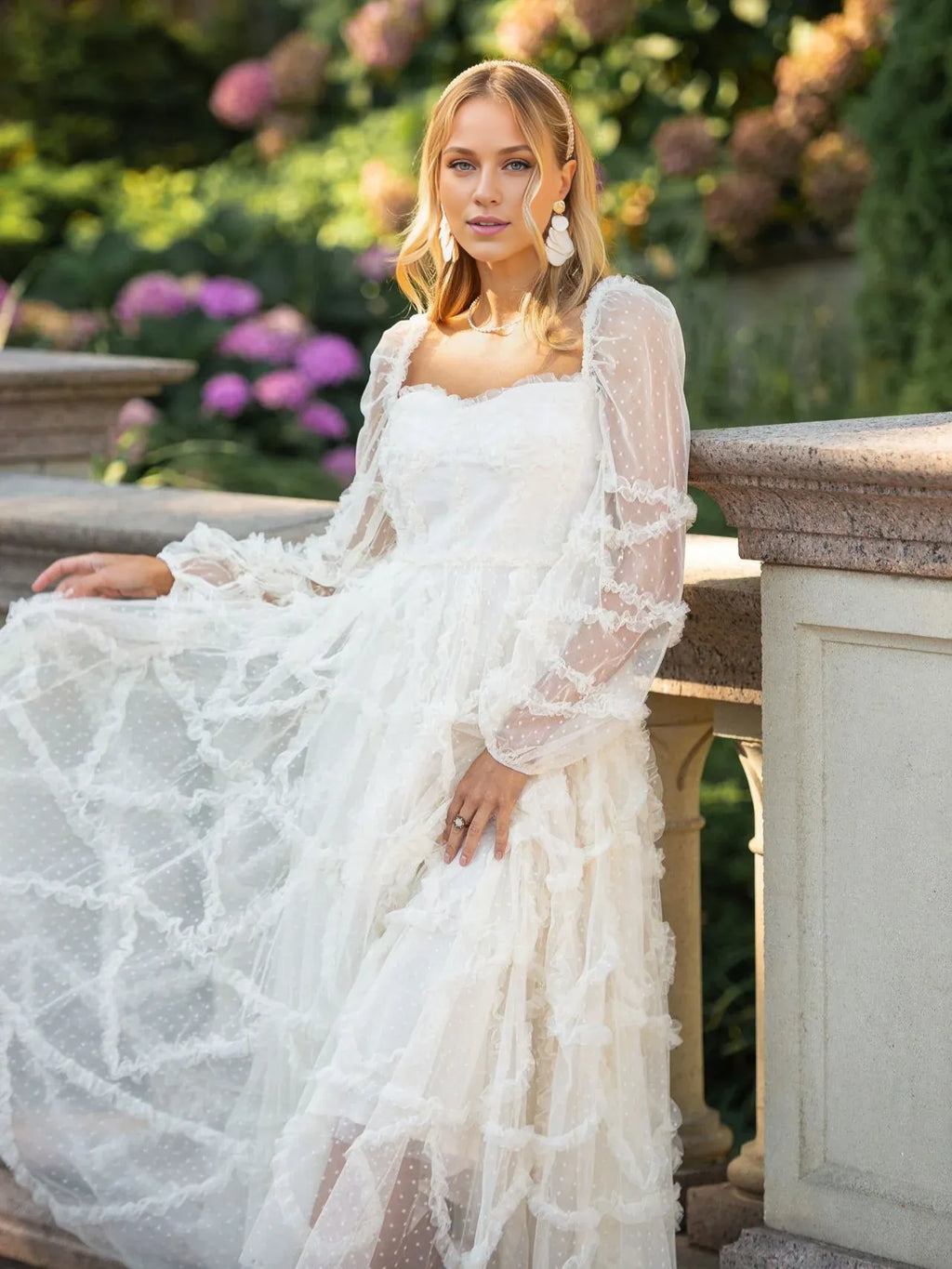 Beautiful Timeless Elegant Red Tulle A-Line Sweetheart Long Sleeve Floor-Length Prom Dress