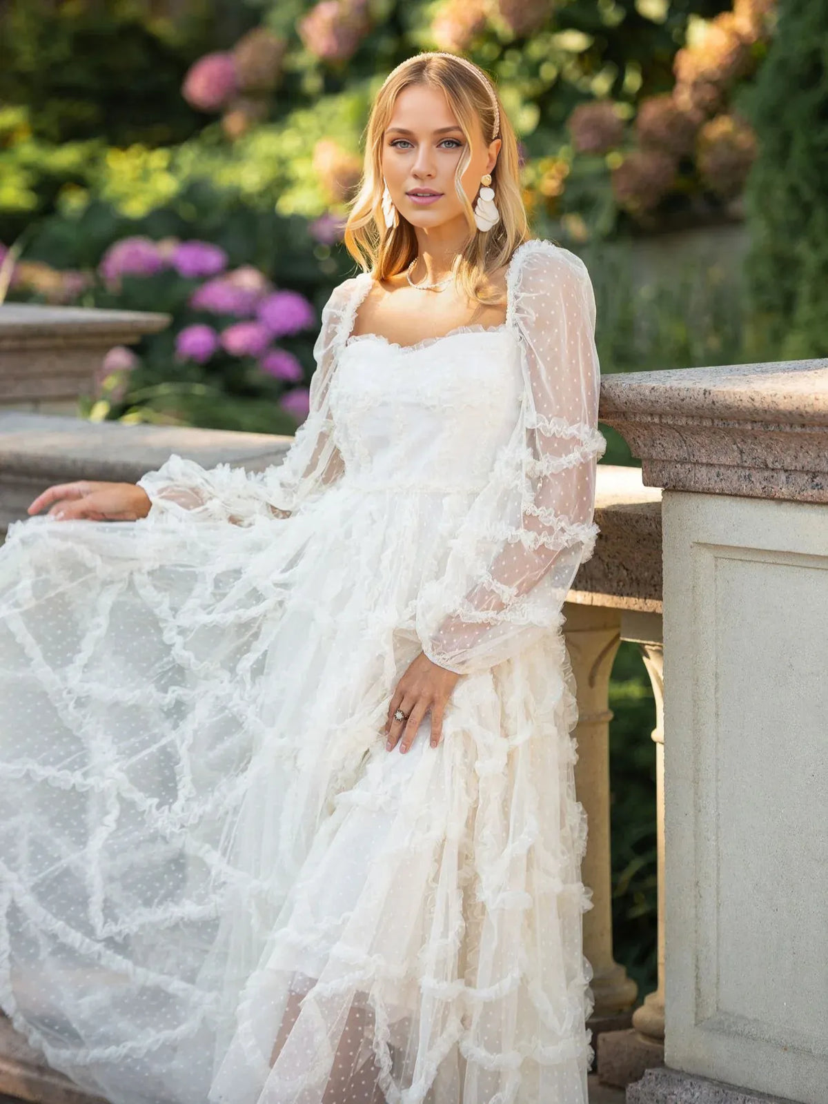Beautiful Timeless Elegant Red Tulle A-Line Sweetheart Long Sleeve Floor-Length Prom Dress