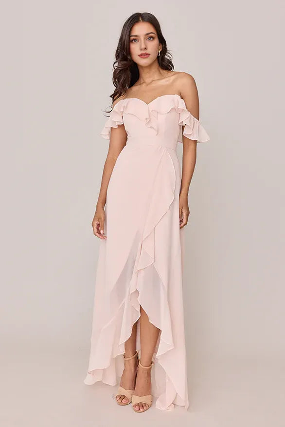 Timeless Special Occasion Elegant Blush Pink Chiffon A-Line Sweetheart Sleeveless Bridesmaid Dress